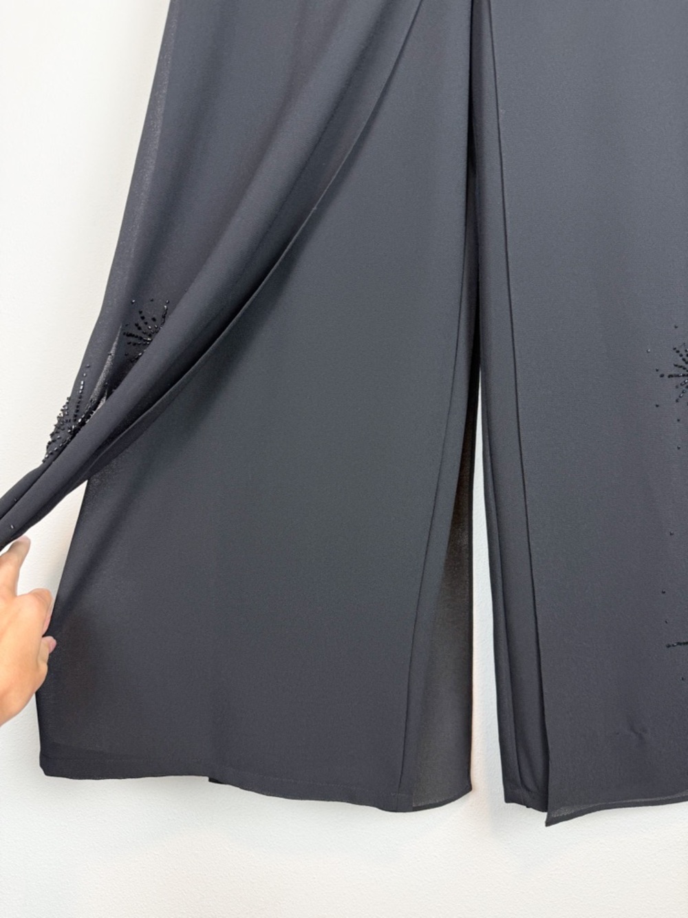 Vintage Adrianna Papell Evening Essentials Black Beaded Duster Pants Set Medium - Picture 10 of 13